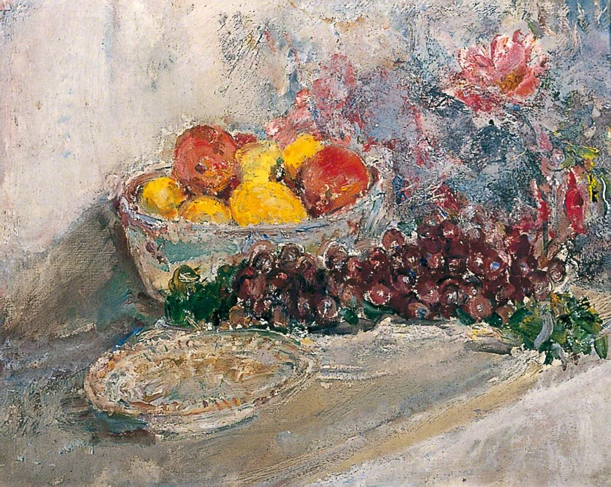Ethel Walker - Natura morta con fiori e uva, York Art Gallery, York Museums Trust